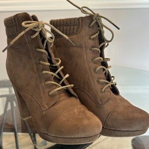 Charlotte Russe Tan Lace-Up Boots